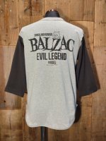 画像2: BALZAC × DEMENTIA THIRTEEN 骨T猫 3/4スリーブ ベースボール Tシャツ (ヘザーグレー/スミクロ) (2)