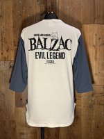 画像2: BALZAC × DEMENTIA THIRTEEN 骨T猫 3/4スリーブ ベースボール Tシャツ (ナチュラル/デニム) (2)