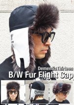 画像1: B/W FUR FLIGHT CAP (1)