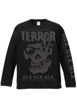 画像1: SKULL 666 LIGHT DRY ロングスリーブT-SHIRT (4.4 オンス) 〜ブラック・ブラック〜 (1)