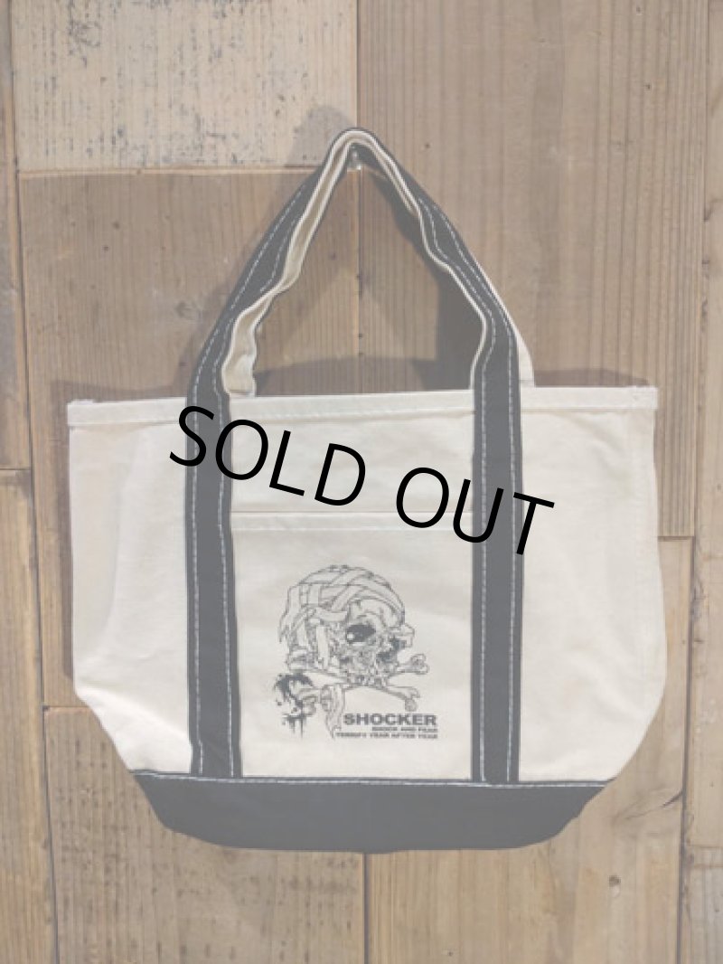 画像1: SHOCKER PUSHEAD BANDAGE SKULL 2025 CANVAS バイカラーTOTE BAG (1)