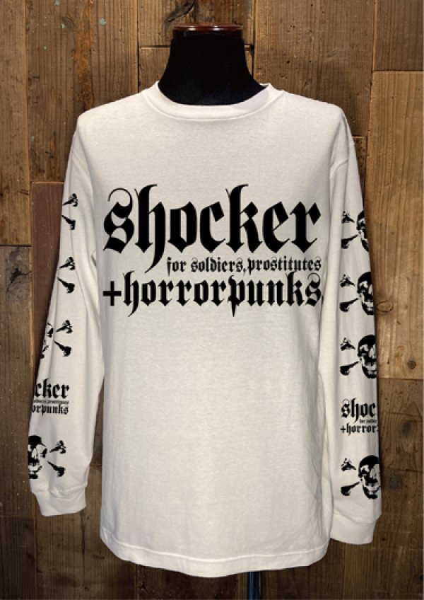 O.E LOGO / SKULL & BONES ロングスリーブ T-SHIRT (ホワイト) - SHOCKER